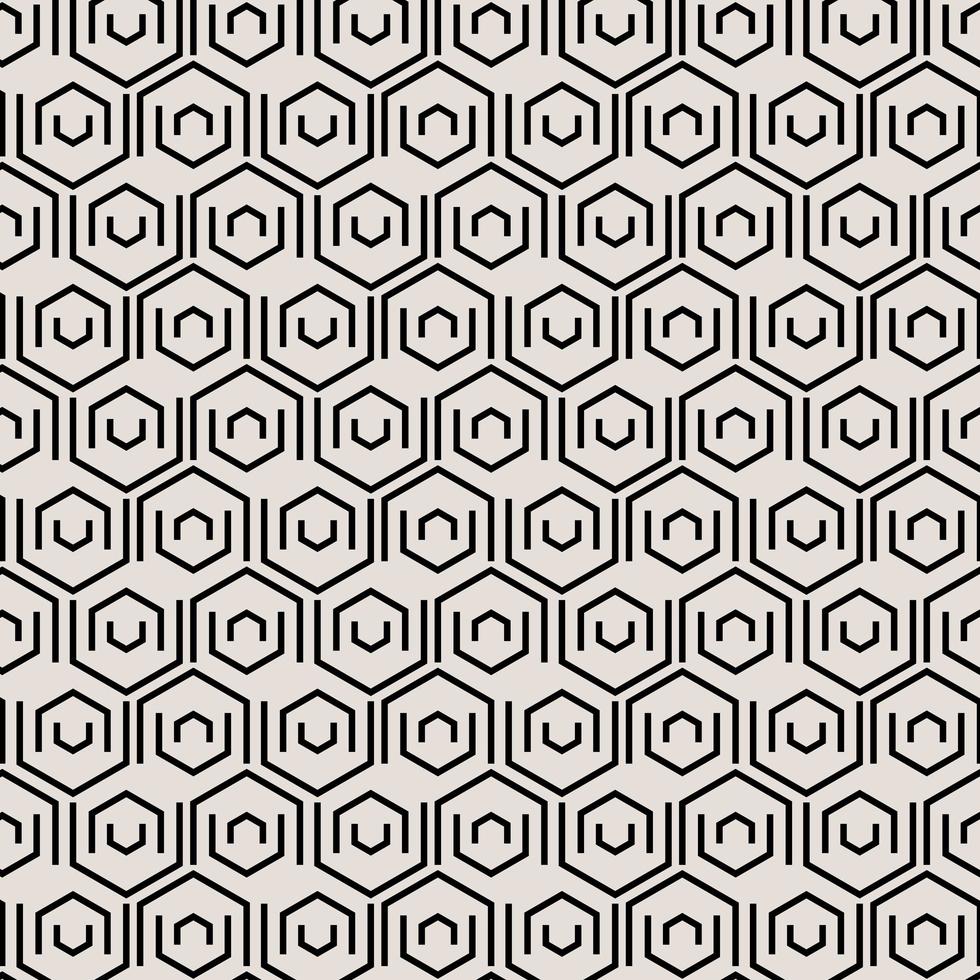 Abstract black geometric tiles pattern with hexagonal elements. vector