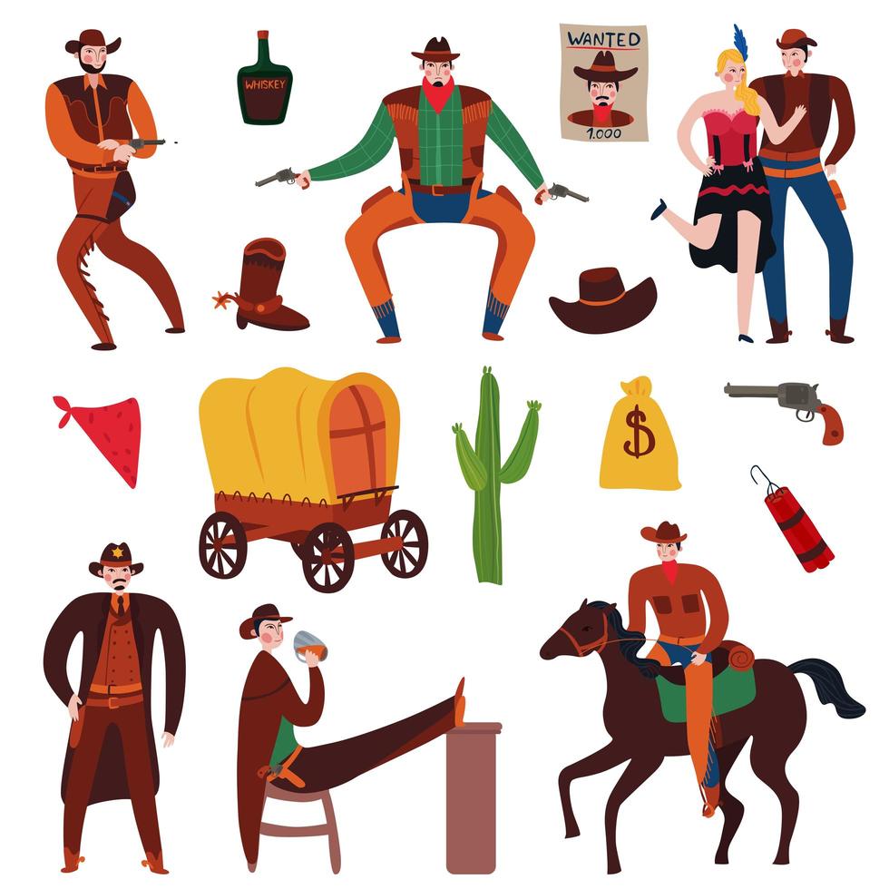 Wild West Icon Set Vector Illustration