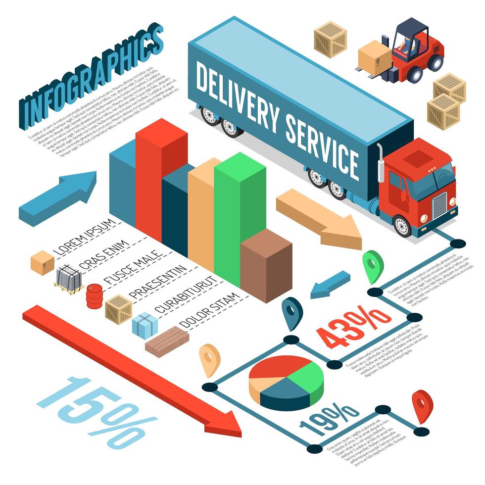 Delivery Isometric Infographics Vector Illustration