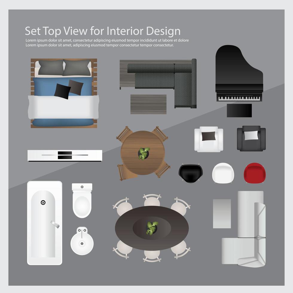 Modern furniture top view set vector