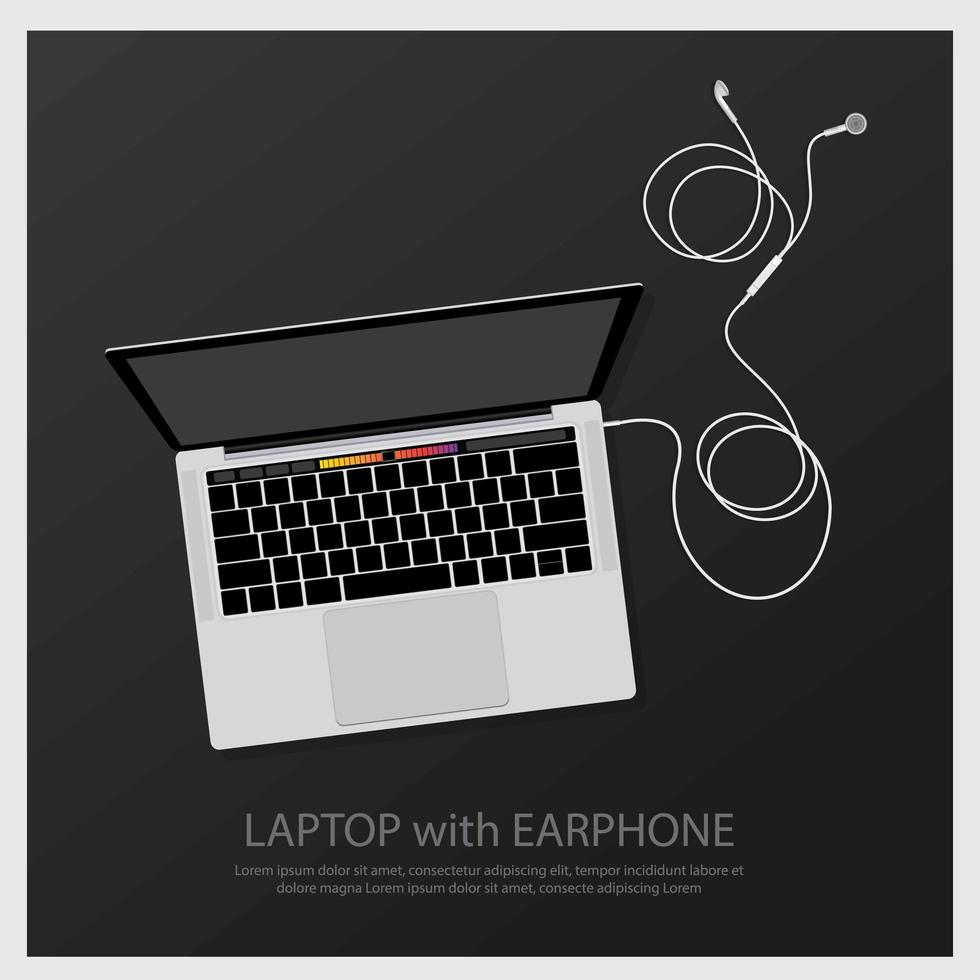 Laptop with Music Earphones vector illustration