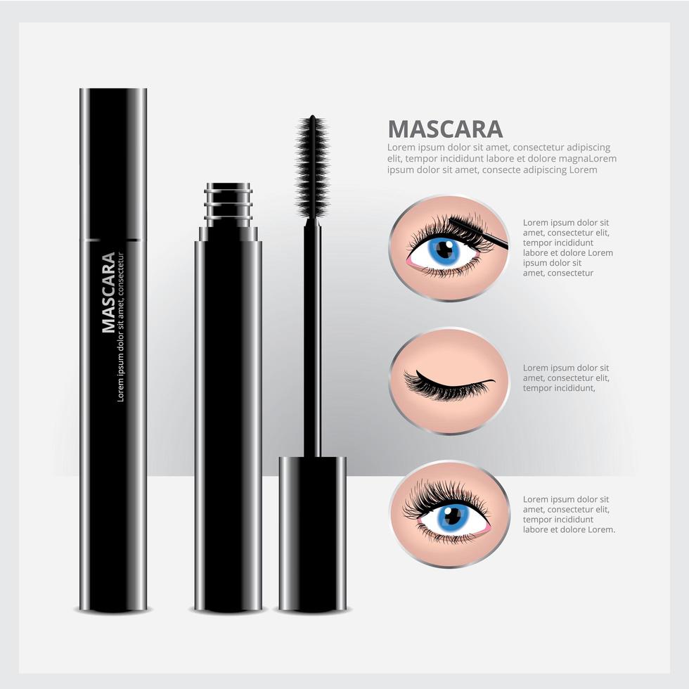Mascara Packaging with Eye Makeup vector