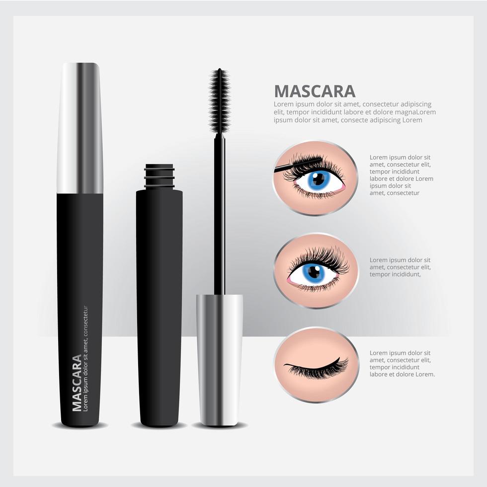 Mascara Packaging with Eye Makeup vector