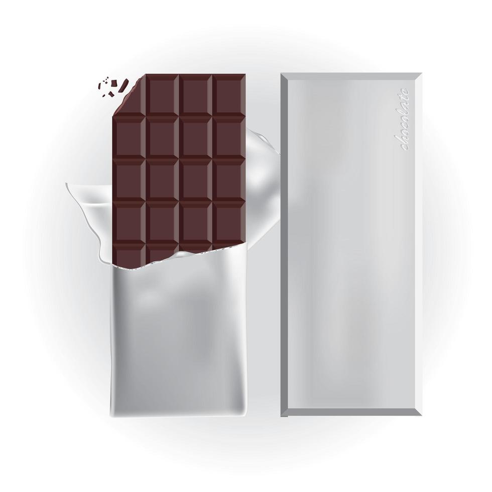 barra de chocolate con envoltura de papel de aluminio ilustración vectorial vector