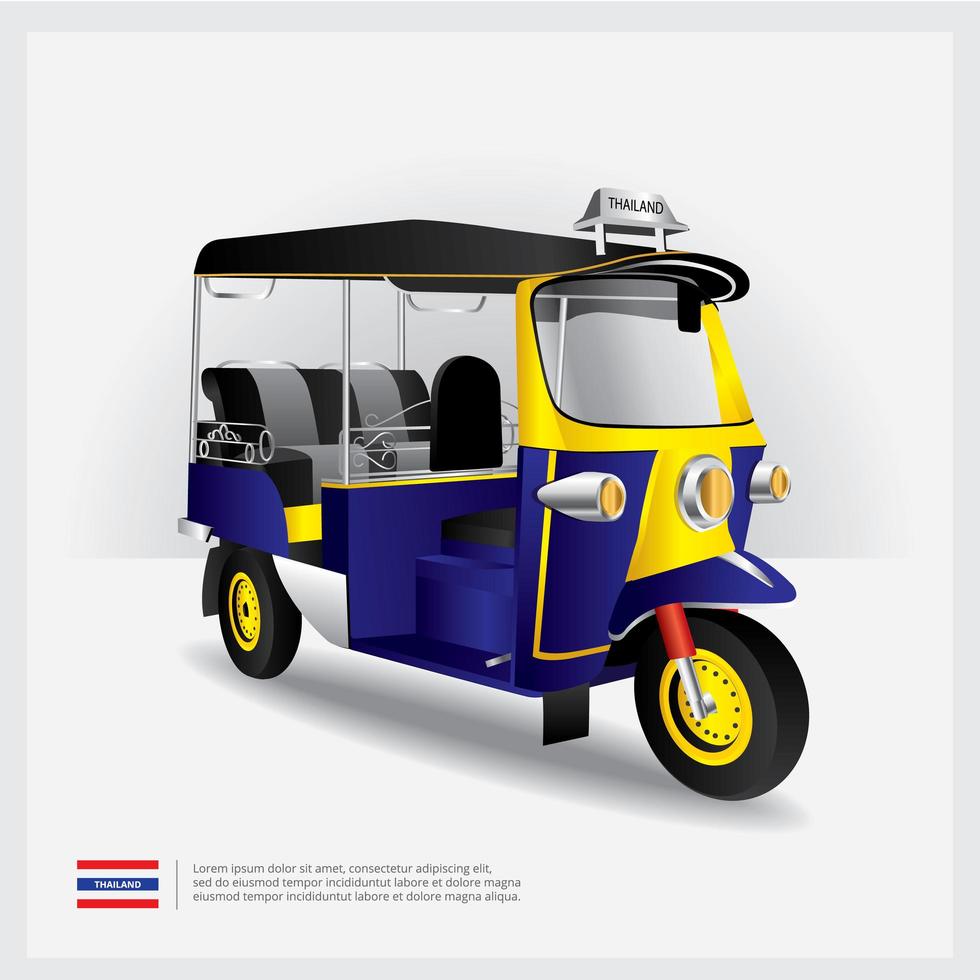 Ilustración de vector de coche tuk tuk de Tailandia