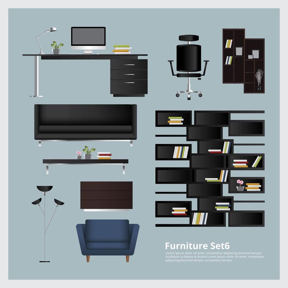 muebles y decoración del hogar conjunto ilustración vectorial vector