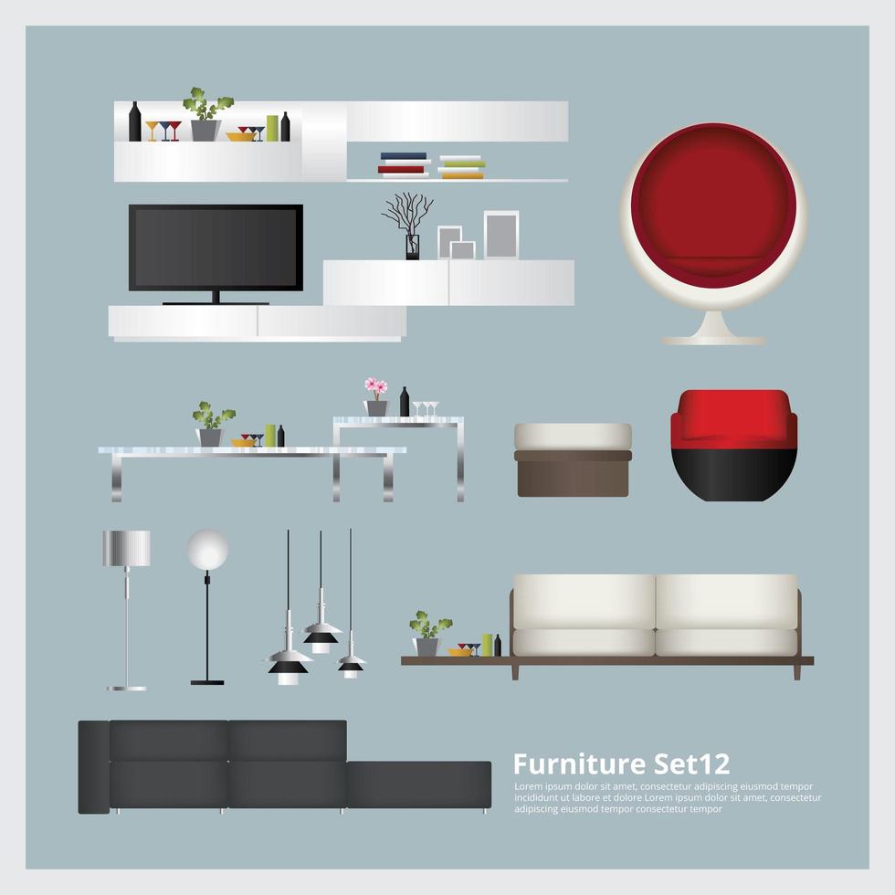 muebles y decoración del hogar conjunto ilustración vectorial vector