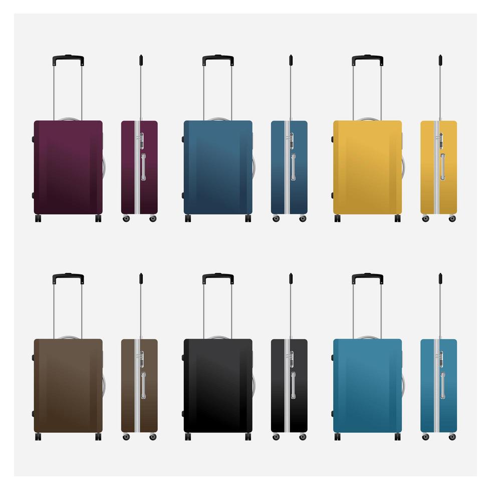 conjunto de ilustración de vector de equipaje de viaje colorido