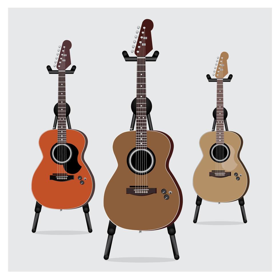 Acoustic Electric Guitar set with Stand vector