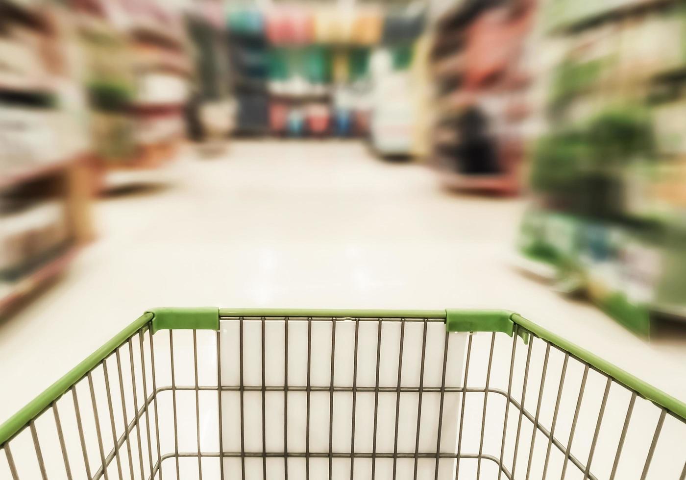 shopping trolley in supermarket photo