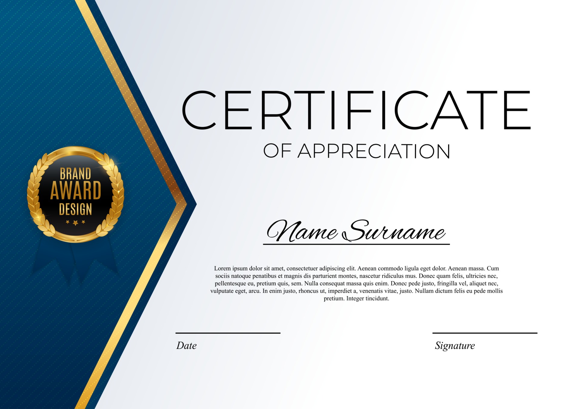 Blue and gold Certificate of achievement template Background with With Blank Certificate Of Achievement Template