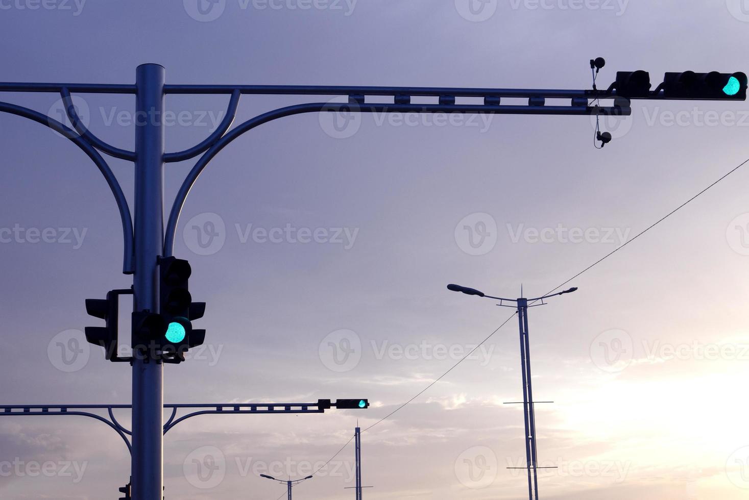 Traffic light view in the evening photo