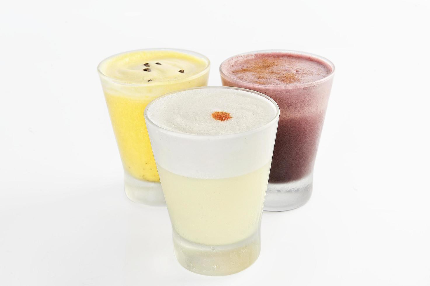 Variety of Pisco Sour traditional Peruvian drink photo