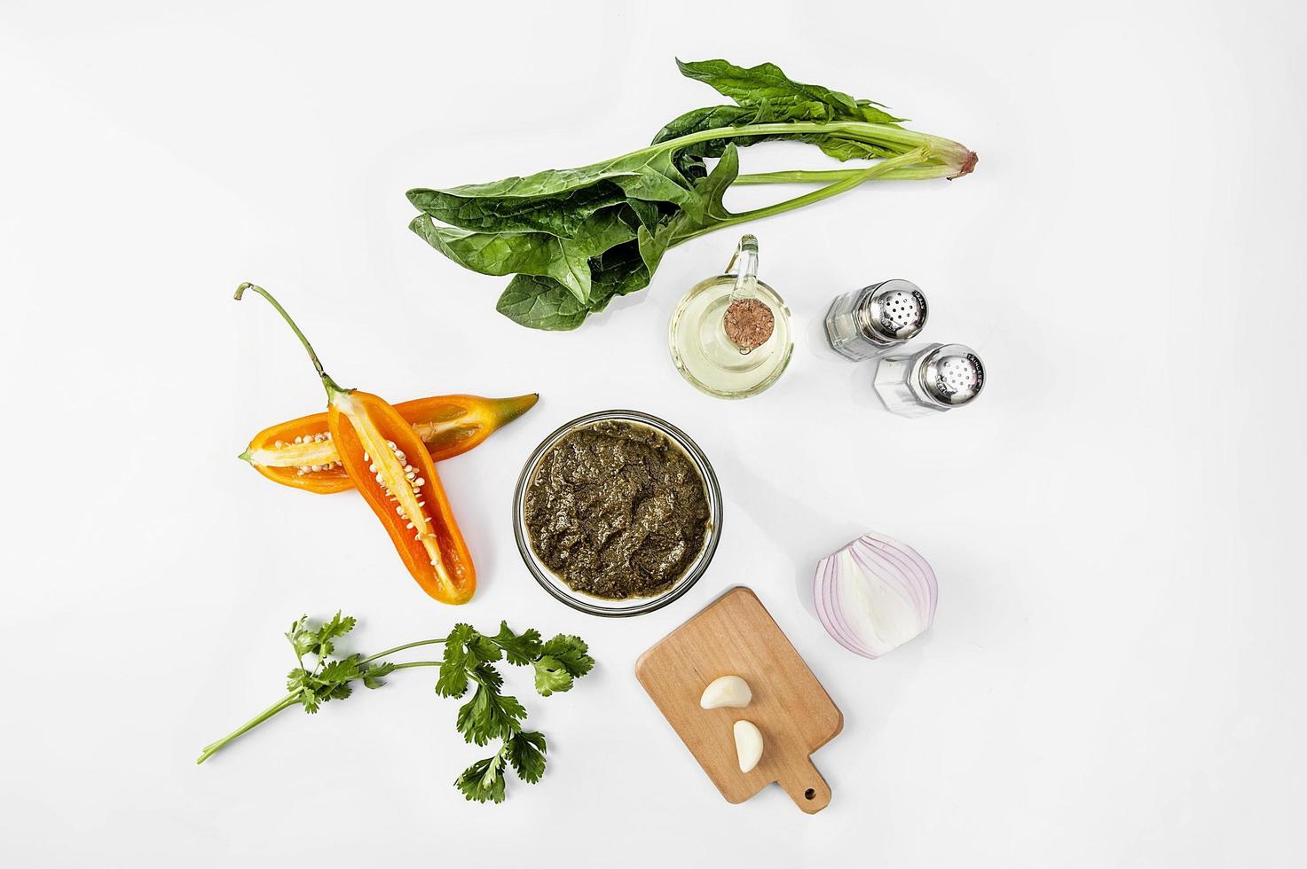 Bowl with sauce set isolated photo
