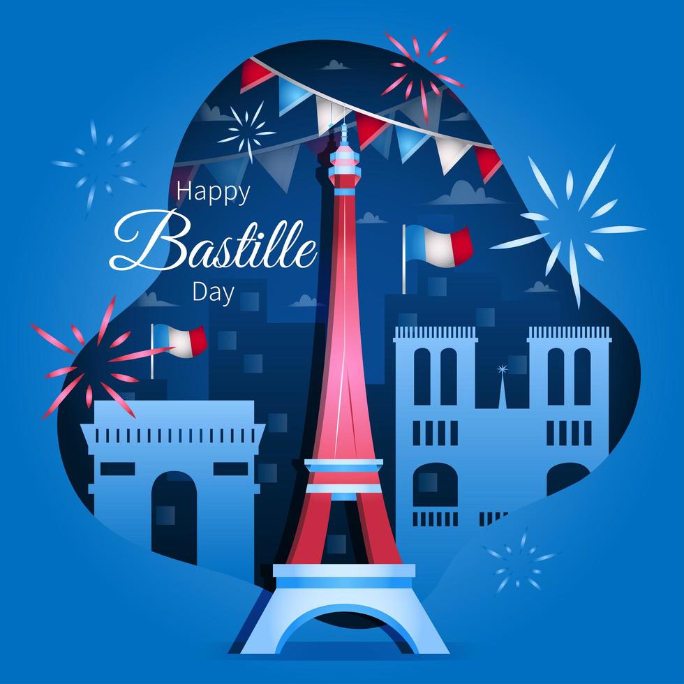 Happy Bastille Day Concept vector