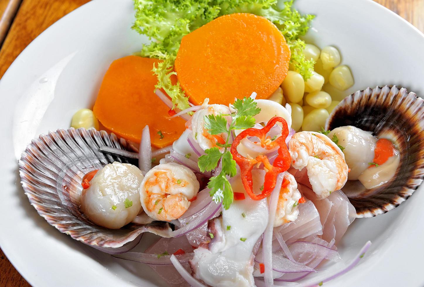 Mix of Sea food and fish peruvian ceviche photo