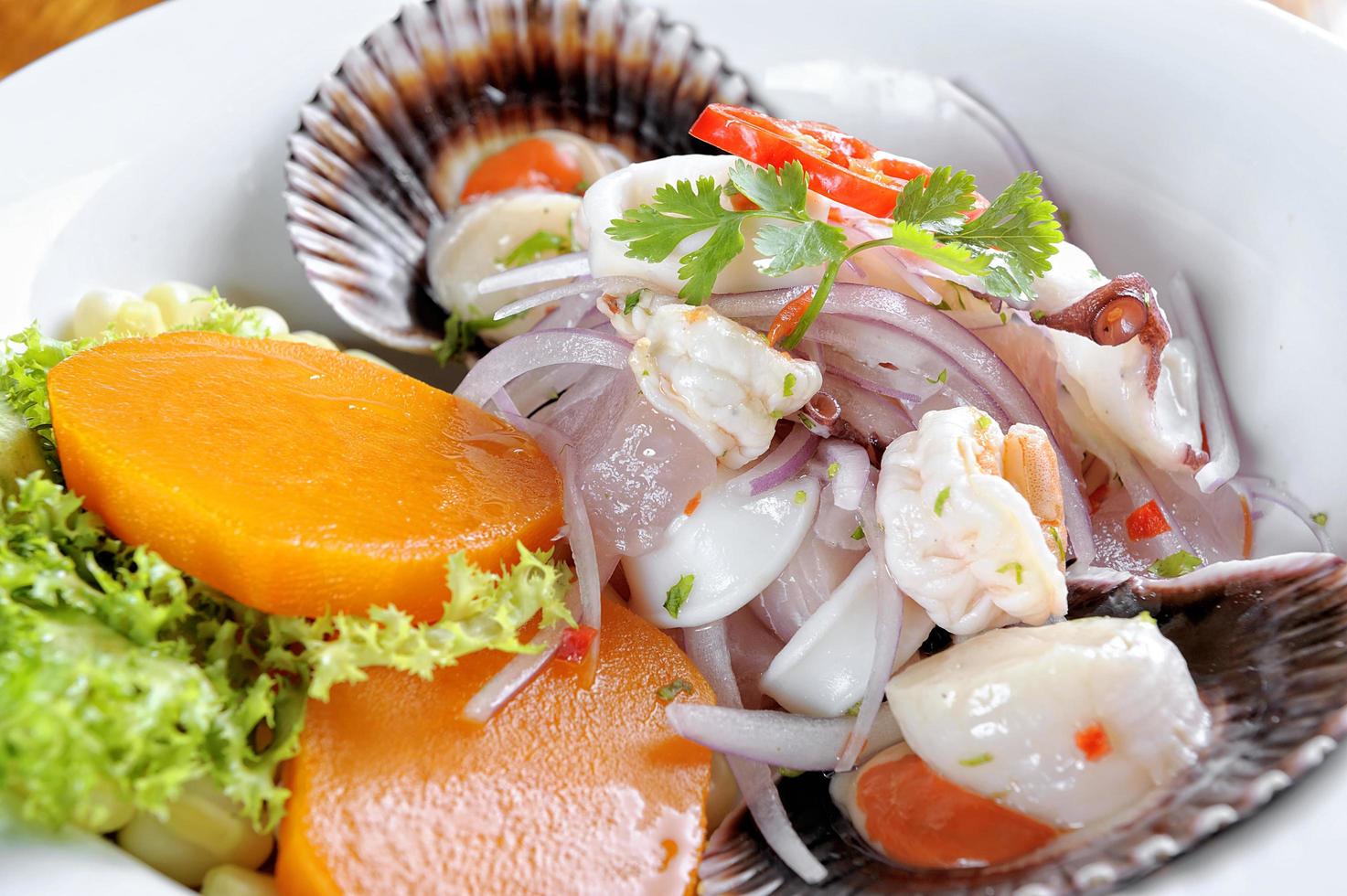 Mix of Sea food and fish peruvian ceviche photo