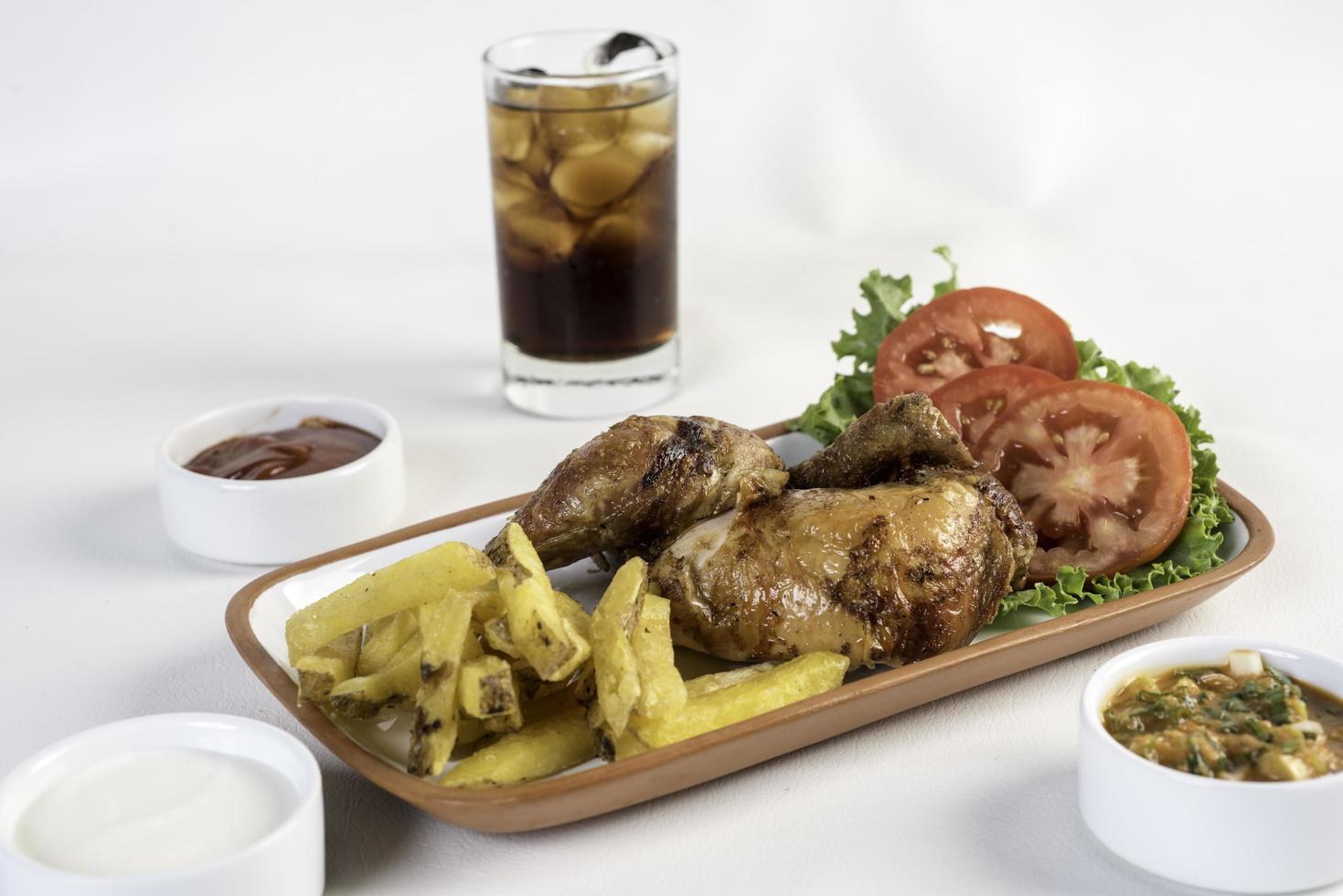 Peruvian food Pollo a la brasa Roast chicken photo