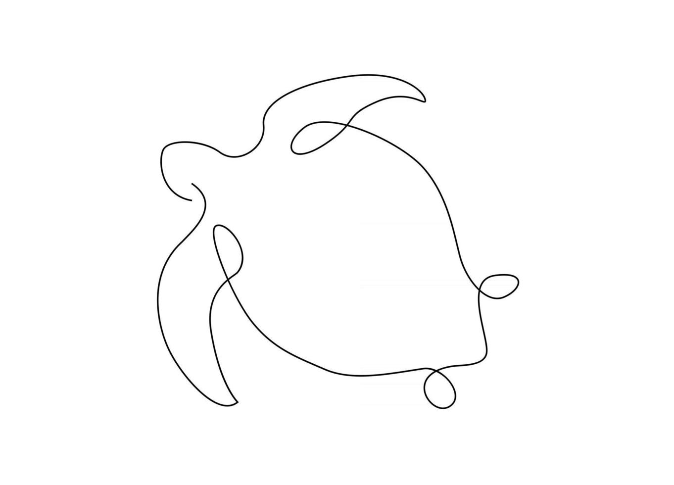 one line sea turtle vector