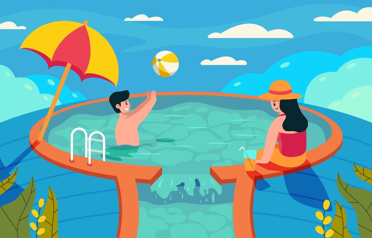 Summer Activity in Swimming Pool vector