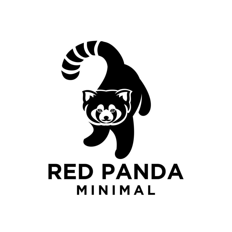 diseño de icono de logotipo negro panda rojo vector