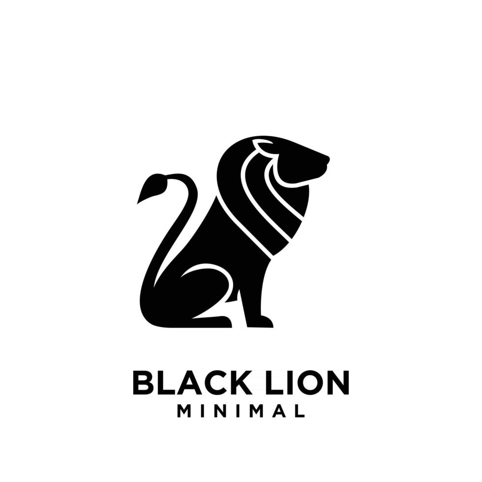 minimal black lion vector design