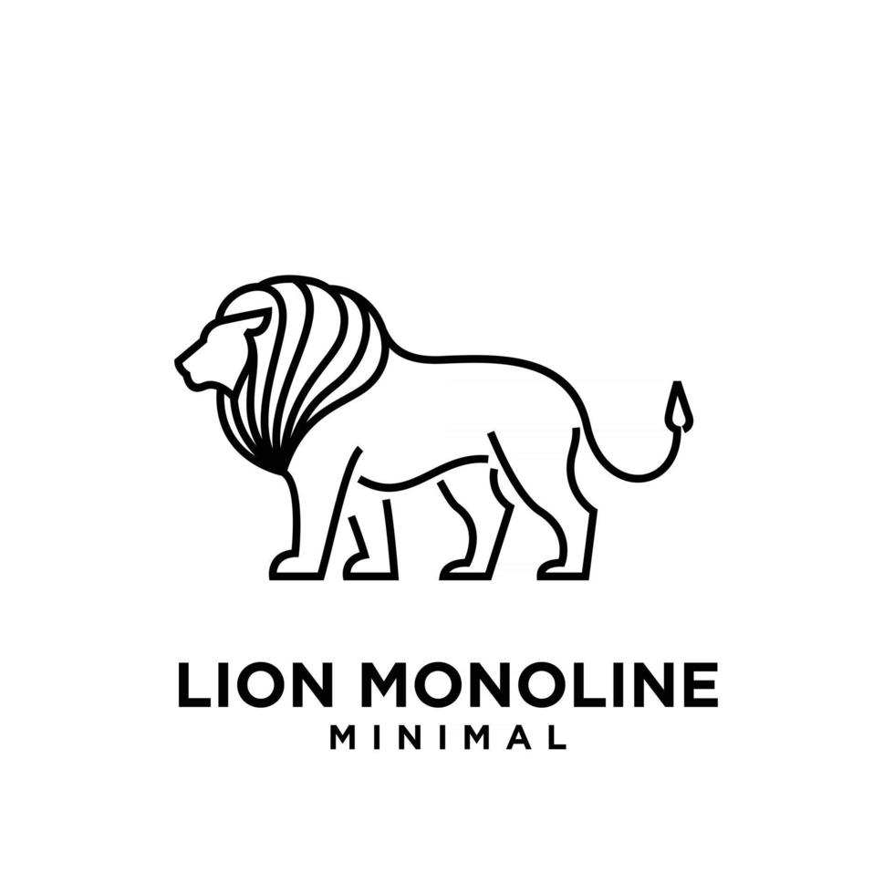 minimal mono line lion vector logo design