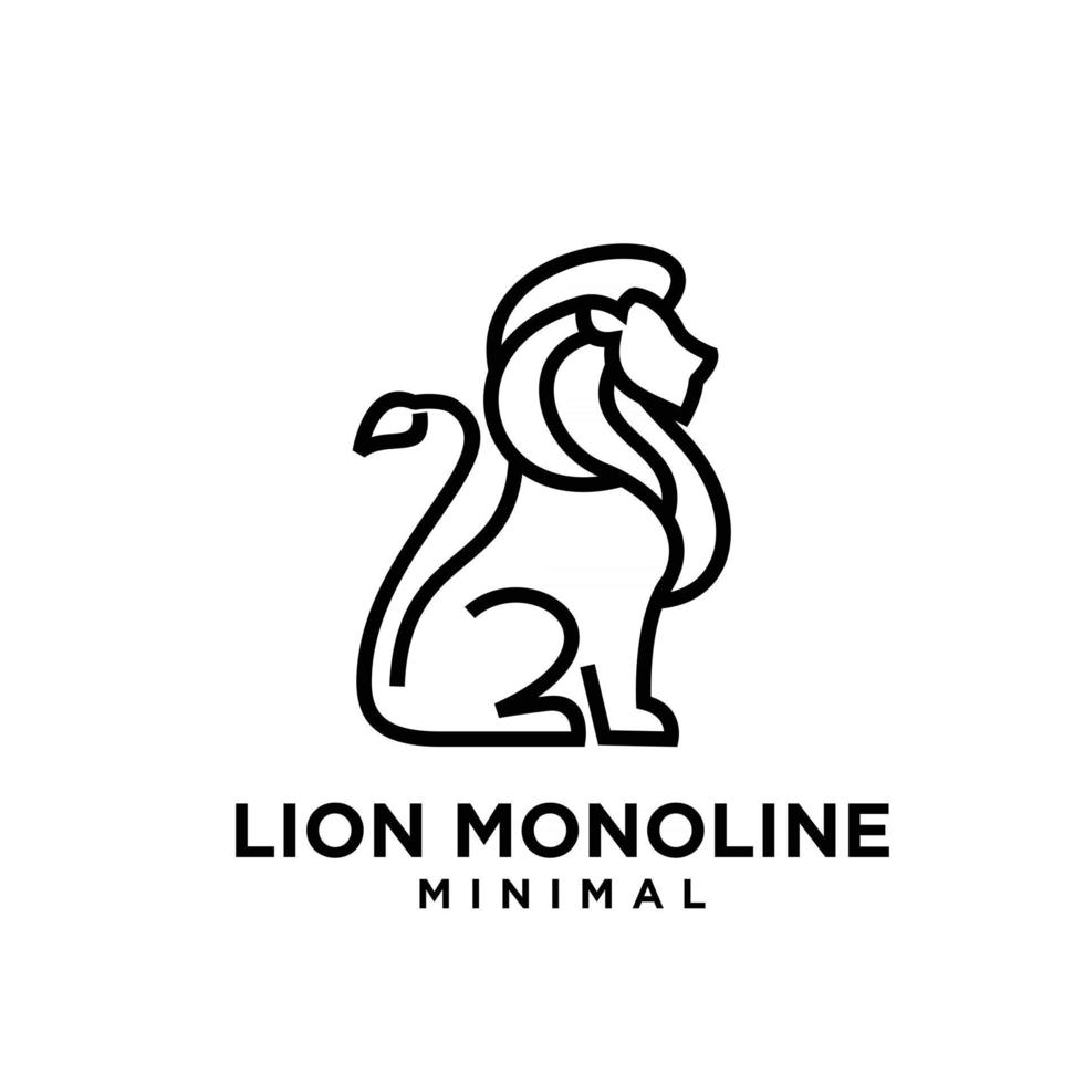 minimal mono line lion vector logo design