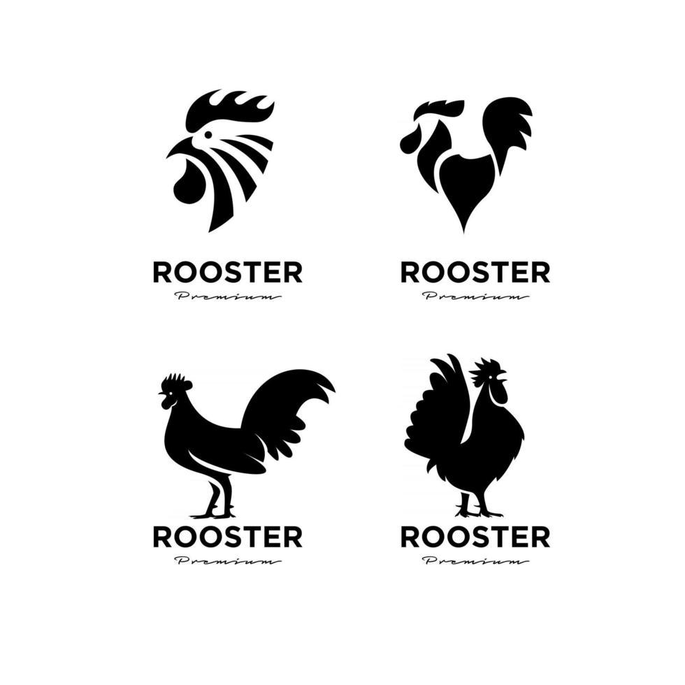conjunto de colección premium minimalismo gallo icono logotipo diseño plantilla vector ilustración