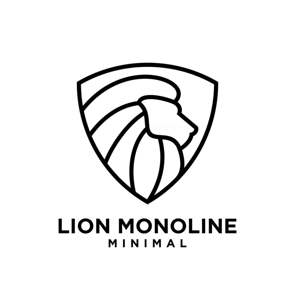 minimal mono line lion head vector logo design