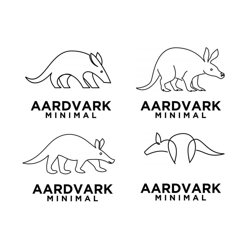 simple set abstract minimal mono line black aardvark vector logo design