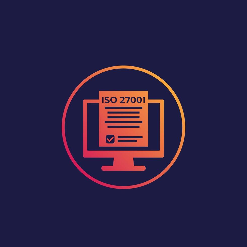 icono estándar de seguridad de la información iso 27001 vector