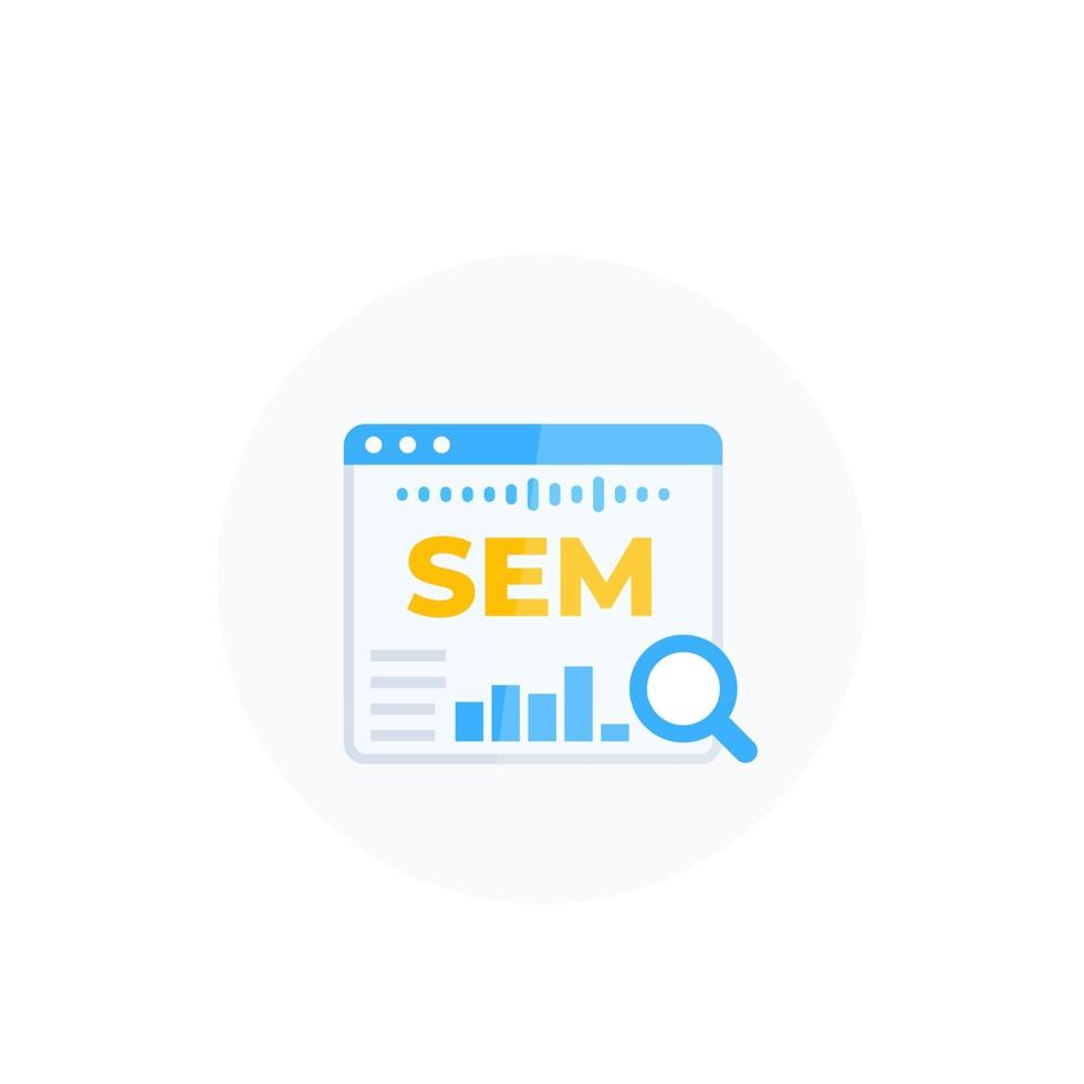 SEM search engine marketing vector illustration