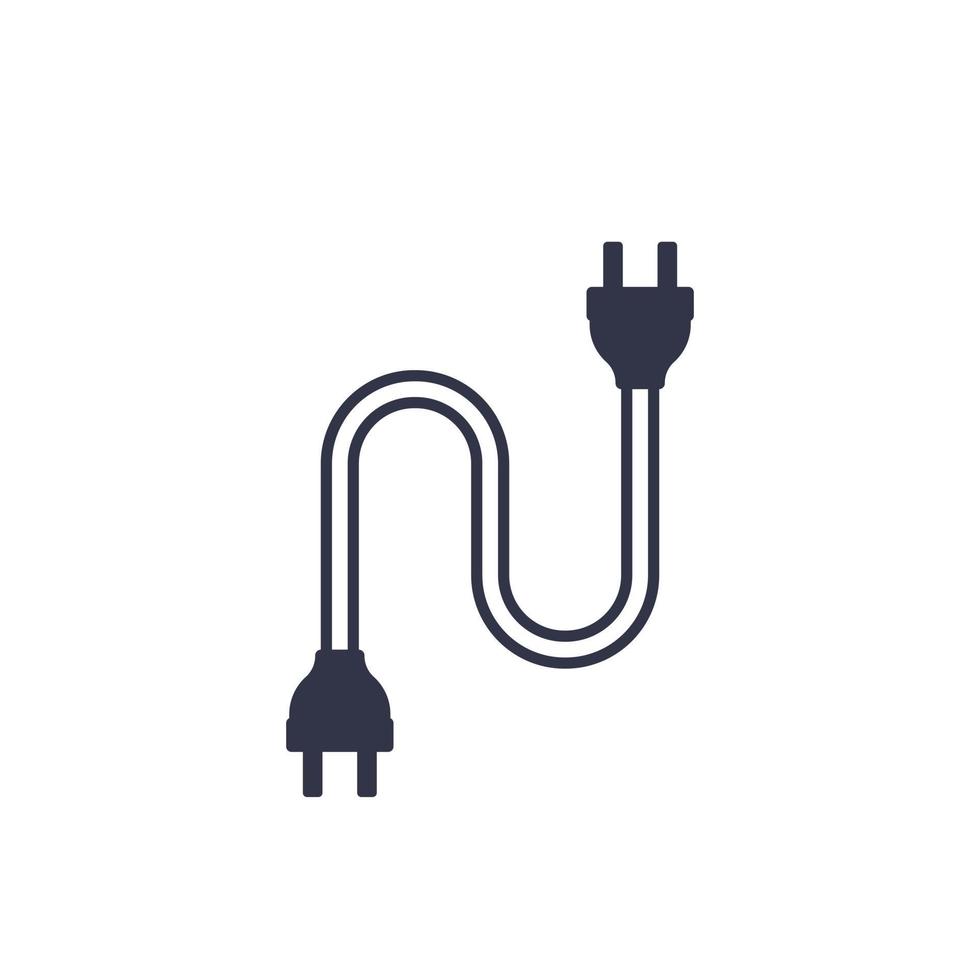 Enchufes eléctricos con icono de cable en blanco vector