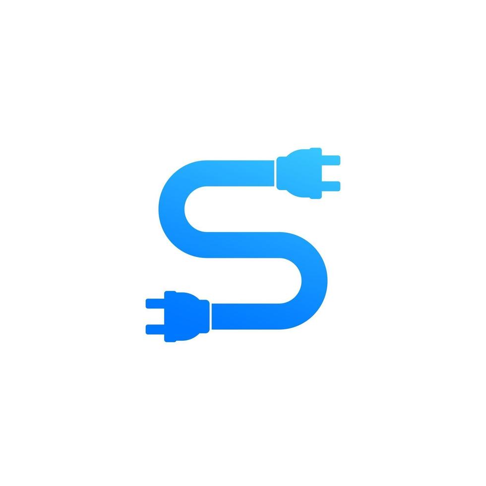 electric plugs and cable in S letter shape vector logo