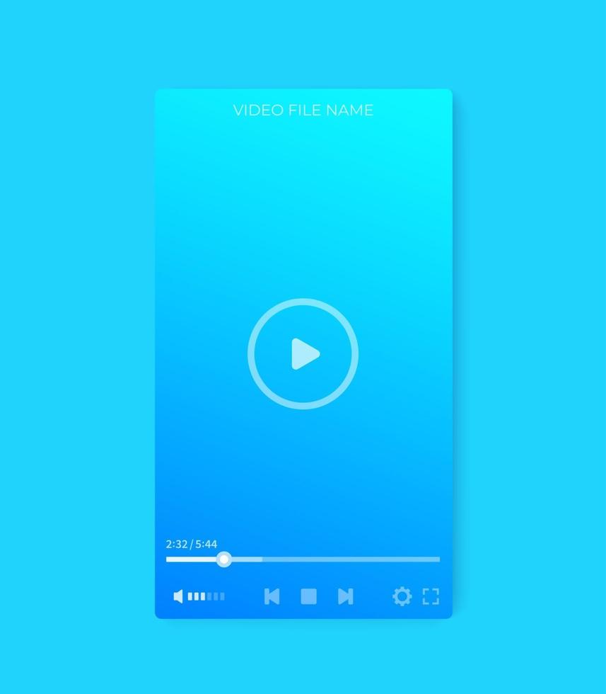 video player interface mobile ui vector design in vertical orientation