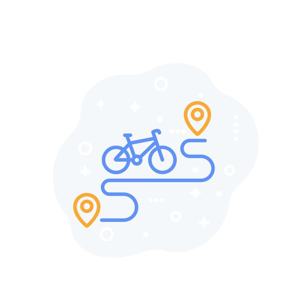 icono de vector de línea de bicicleta y ruta