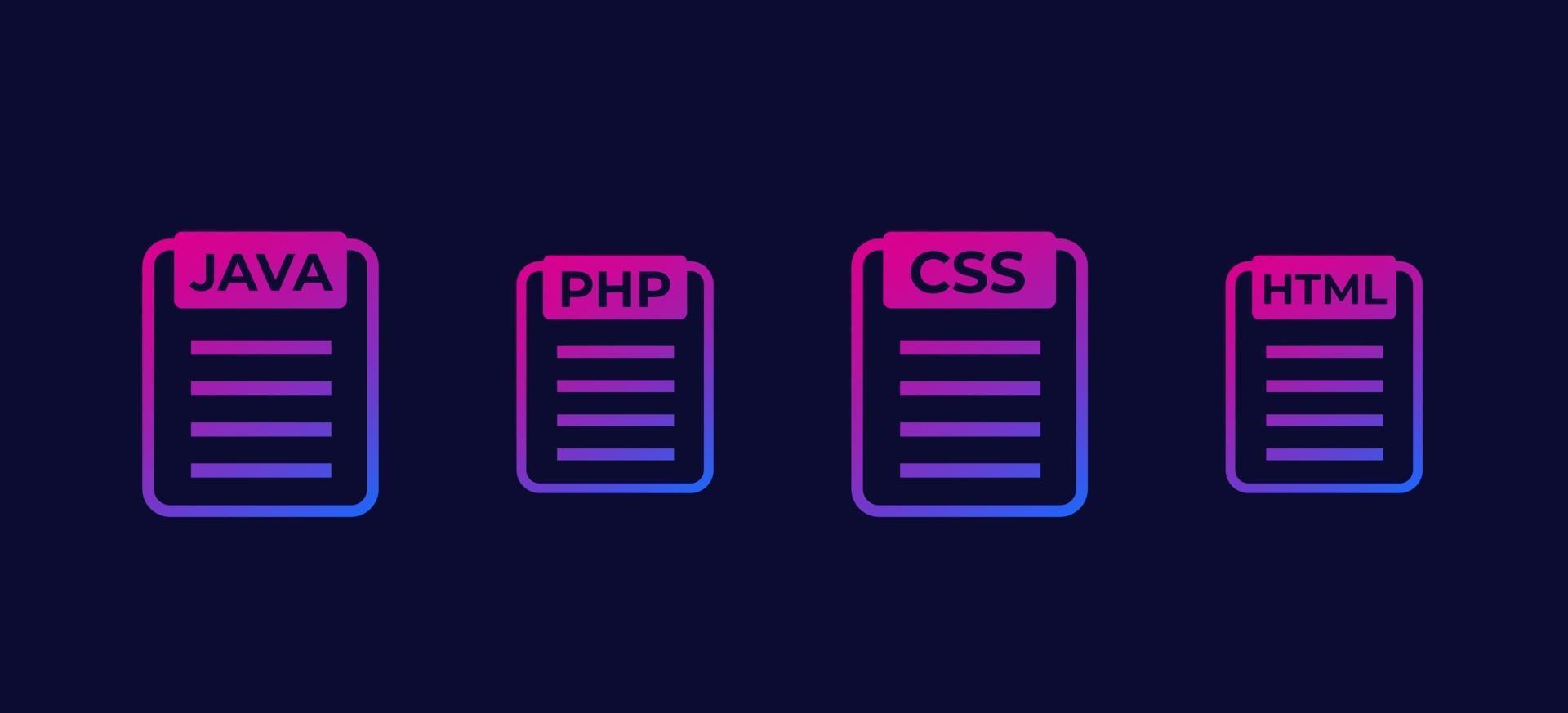 JAVA PHP CSS HTML code vector icons 2443231 Vector Art at Vecteezy
