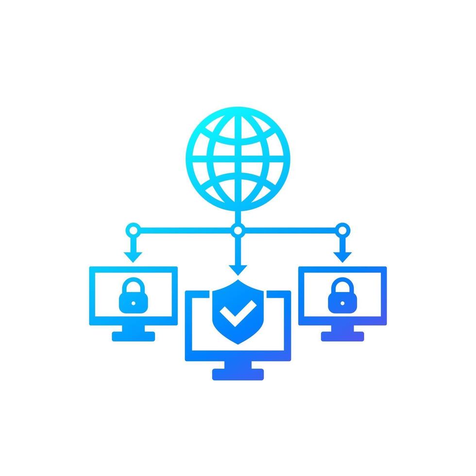 icono de redes informáticas y tecnologías de ciberseguridad vector