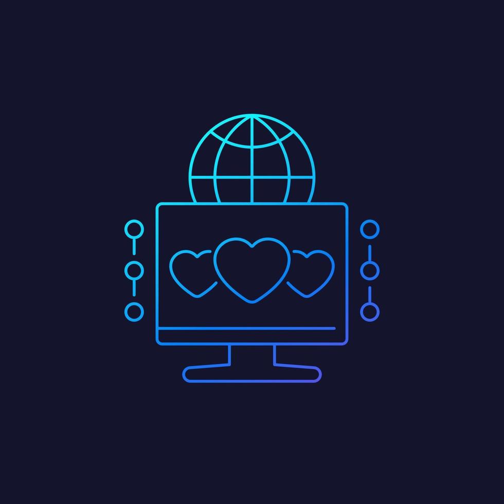 Online dating linear icon vector