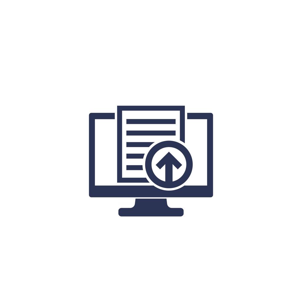 upload document or file via computer icon vector
