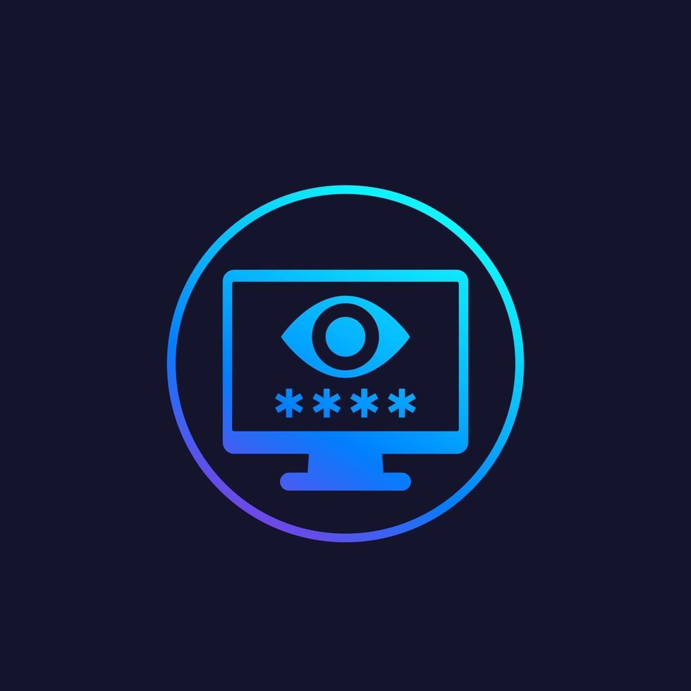 Parental control vector icon with eye and password on screen