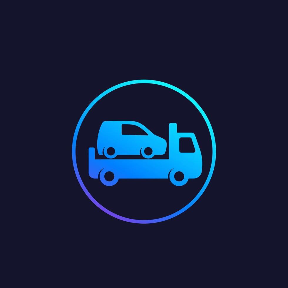 Car towing truck icon in circle vector