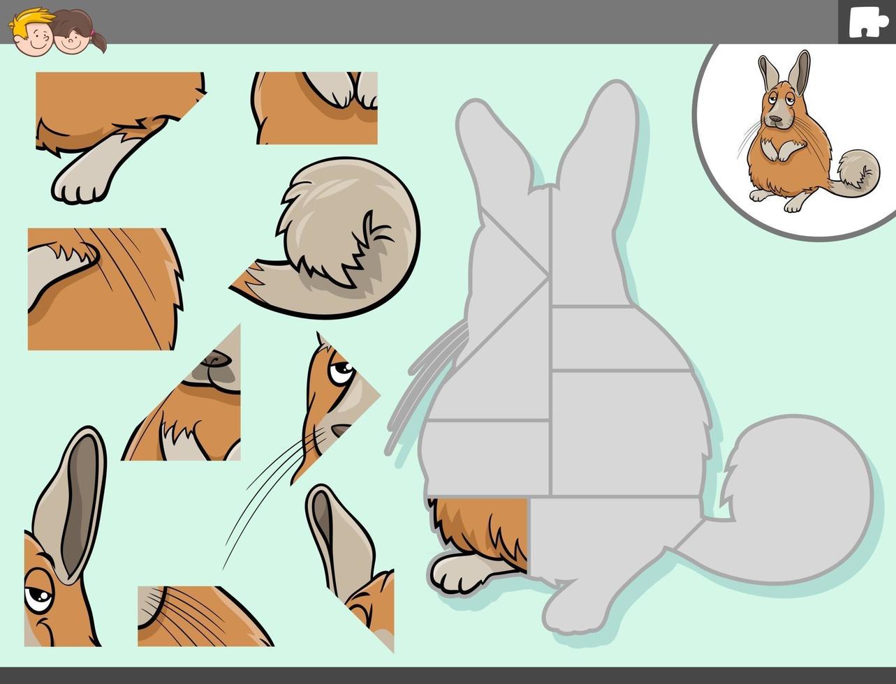 jigsaw puzzle game with viscacha animal character vector