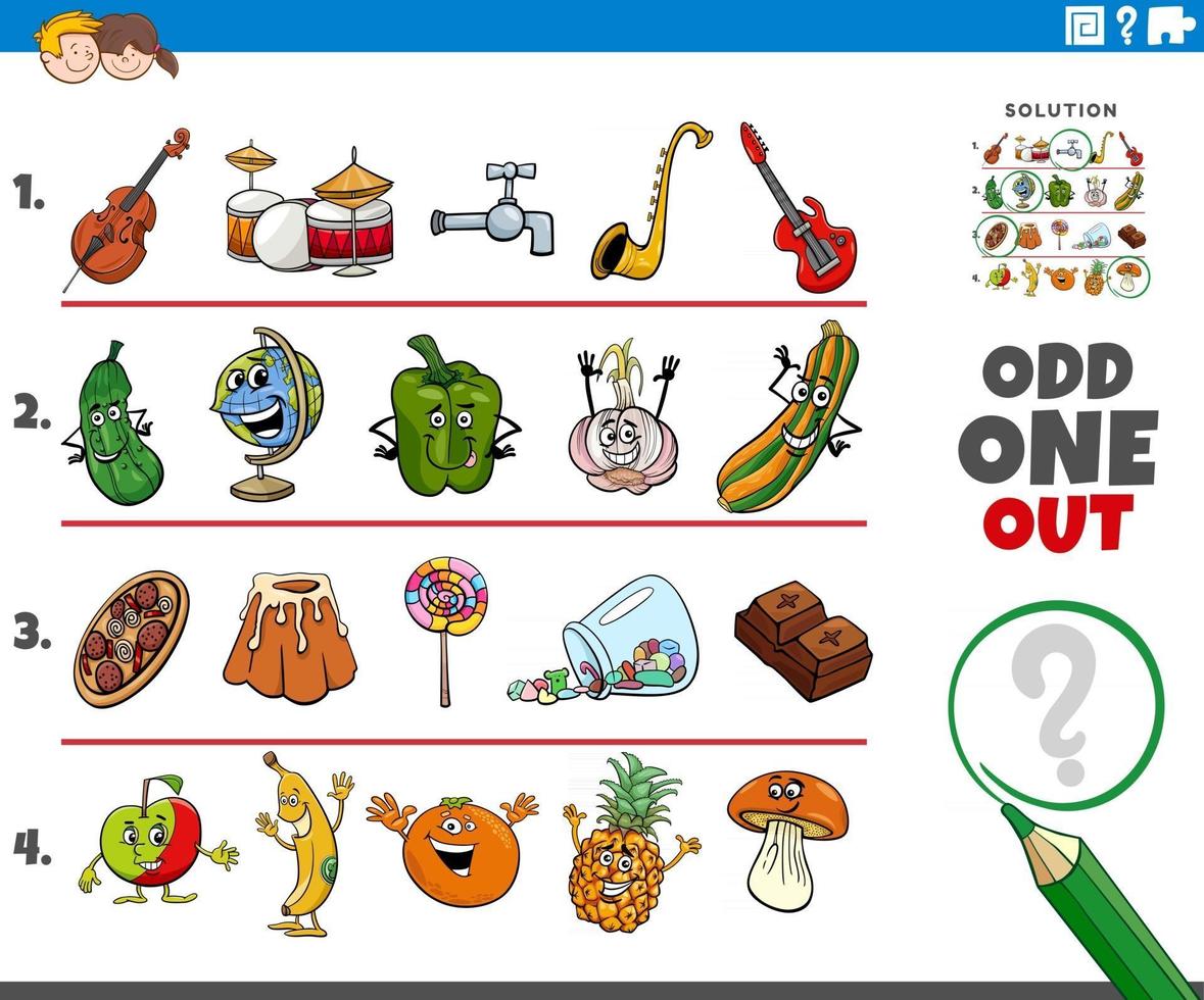 odd one out picture task with cartoon characters 2443370 Vector Art at  Vecteezy