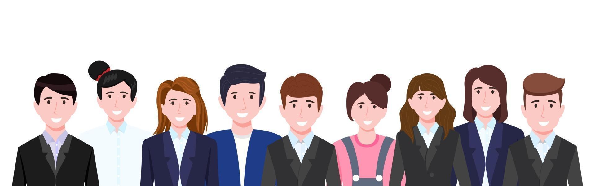 Cute young businessman and businesswoman characters team set wearing beautiful business outfit and posing vector