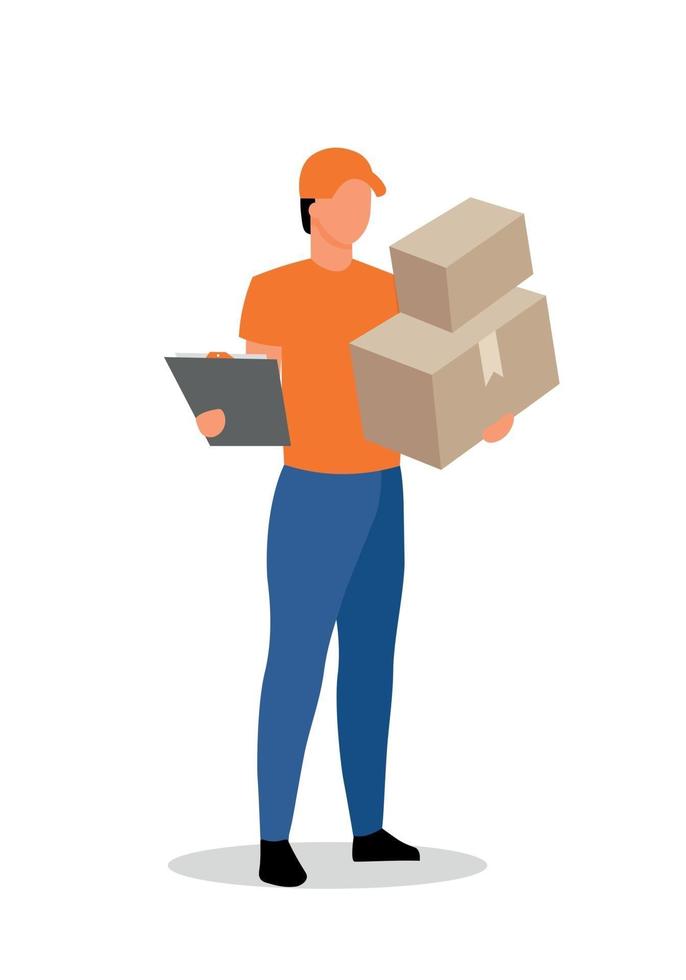 Courier service flat color vector faceless character