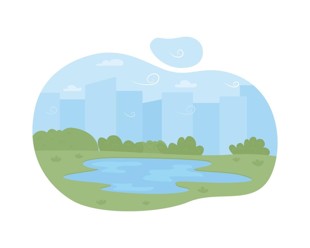Lake on plains 2D vector web banner