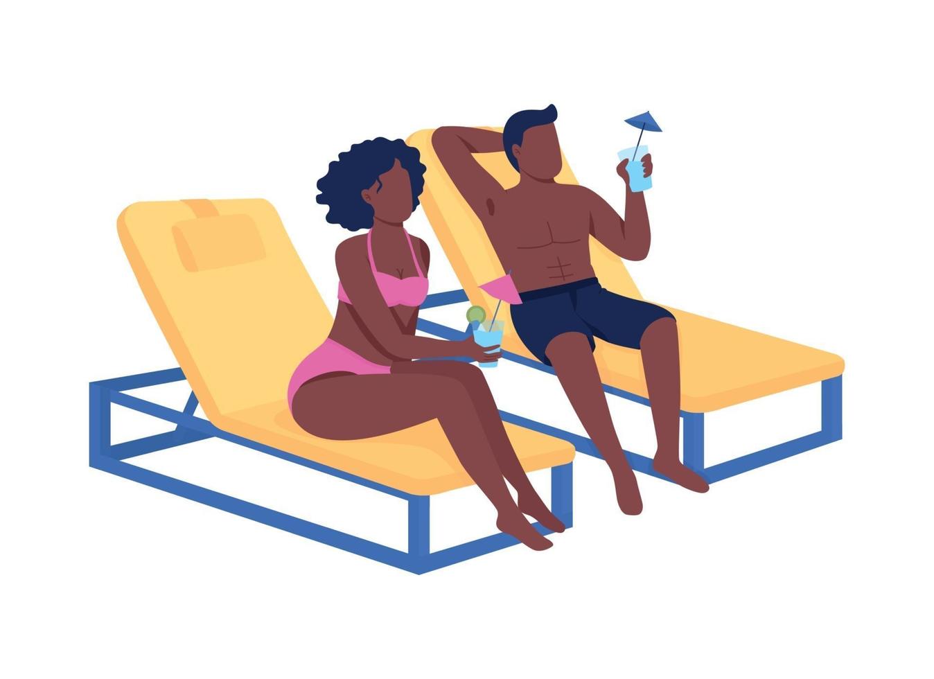 Romantic getaway flat color vector faceless characters