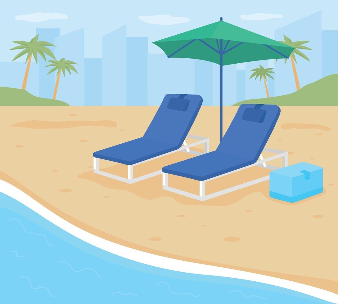 Beach resort vacation flat color vector illustration